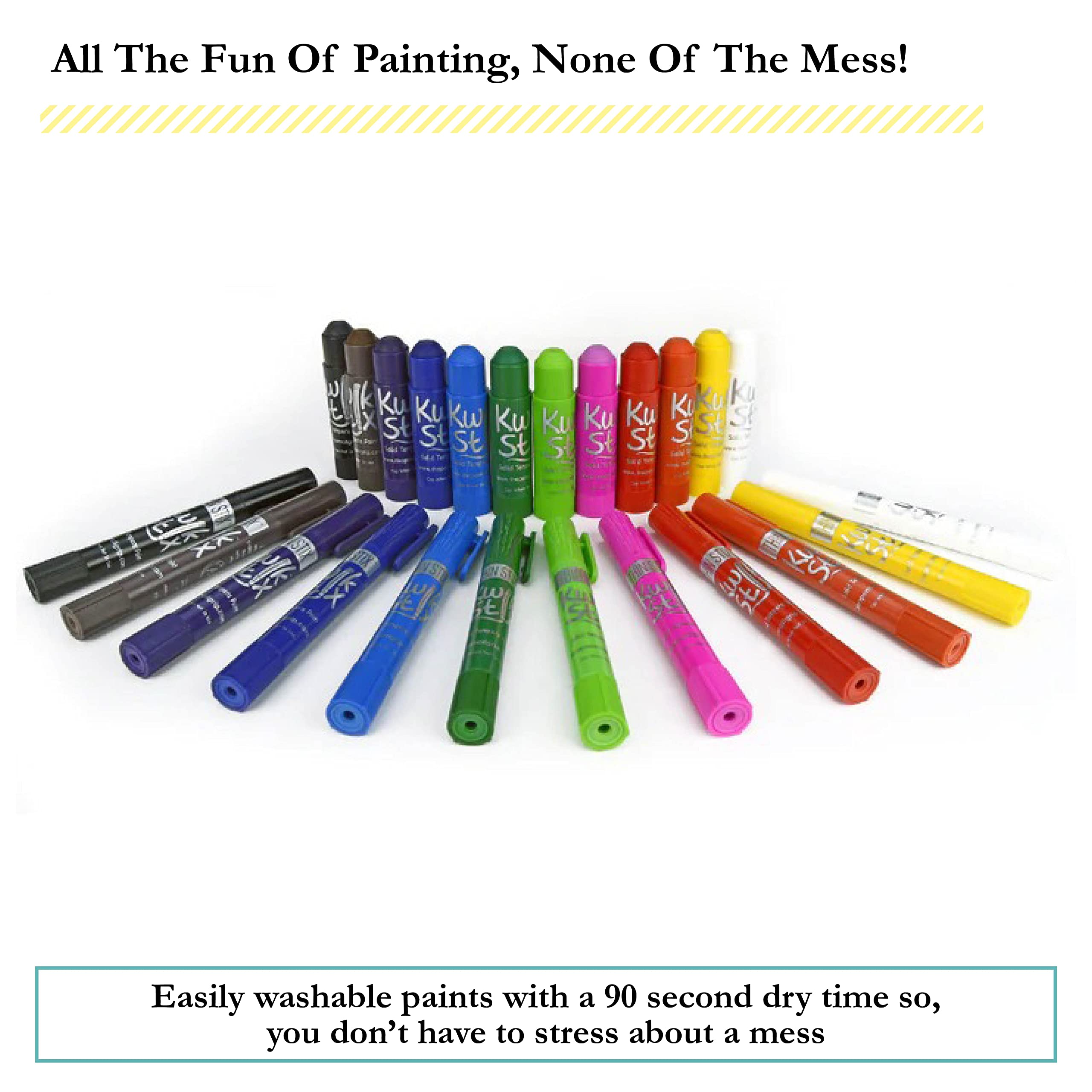 Kwik Stix Solid Tempera Paints, Thin Stix Paint Pens, Super Quick Drying, 12 Classic Colors for Children - 12 Pack - TPG-608