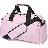 14 inch Small Gym Bag for Women & Men, Mini Duffel Bag for Travel Sports Lightweight Carry On Bag, Pink