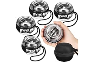 Glimin 4 Pcs Wrist Trainer Ball Auto Start Hand Gyro Ball Wrist Strengthener Self Starting Forearm Exerciser with Bag and Strap for Strengthening Arms Fingers Wrist Training
