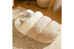 Romaneco Bed for Dog and Cat, Pet Bed, Ultra Soft Cute Plush Slipper Cat Cave Bed, Anti Slip Warm Pet House Nest, Self-Warming, Ideal for Indoor Use - Fits up to 25lbs (30"X22", L, Light Brown)