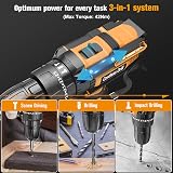 JYGMPRO Cordless Drill Driver 21V Hammer Drill 2 Batteries 30pcs Bits view 2