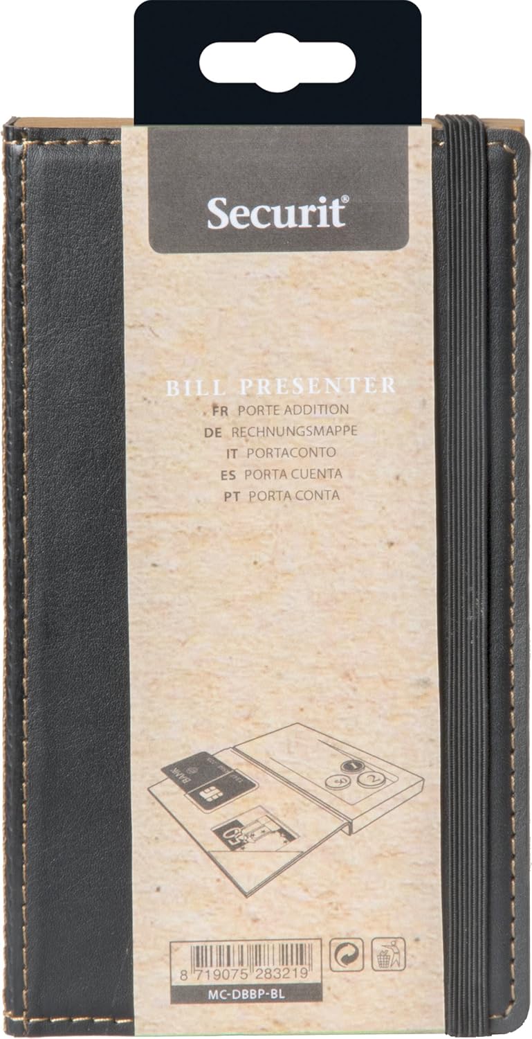 Securit Trendy Menu Range, Faux Leather Bill Presenter for Restaurants & Cafes with Wooden Coin Holder, Check Card Holder - Image 4