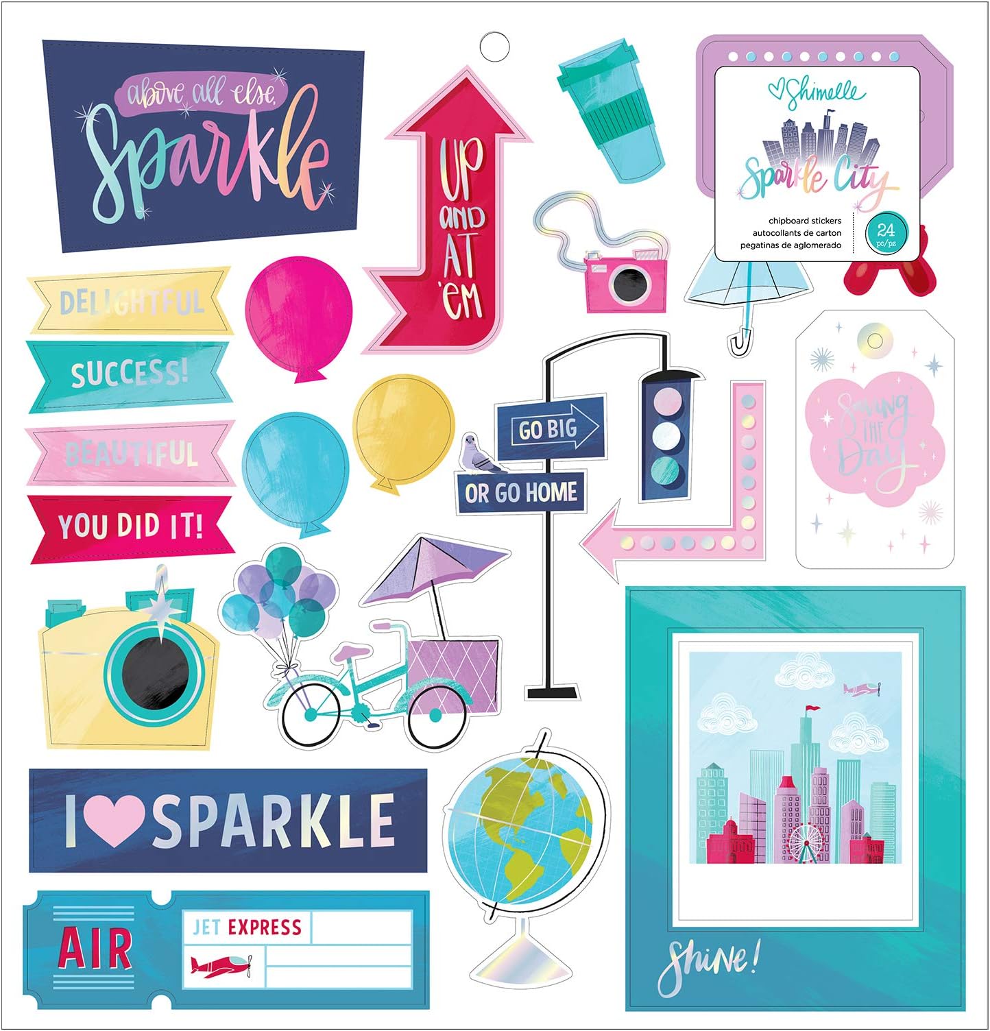 Shimelle Chipboard Sticker, Multi