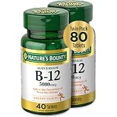 Nature's Bounty Vitamin B12, Quick Dissolve Vitamin Supplement, 40 Tablets | Supports Energy Metabolism and Nervous System Health, 5000mcg