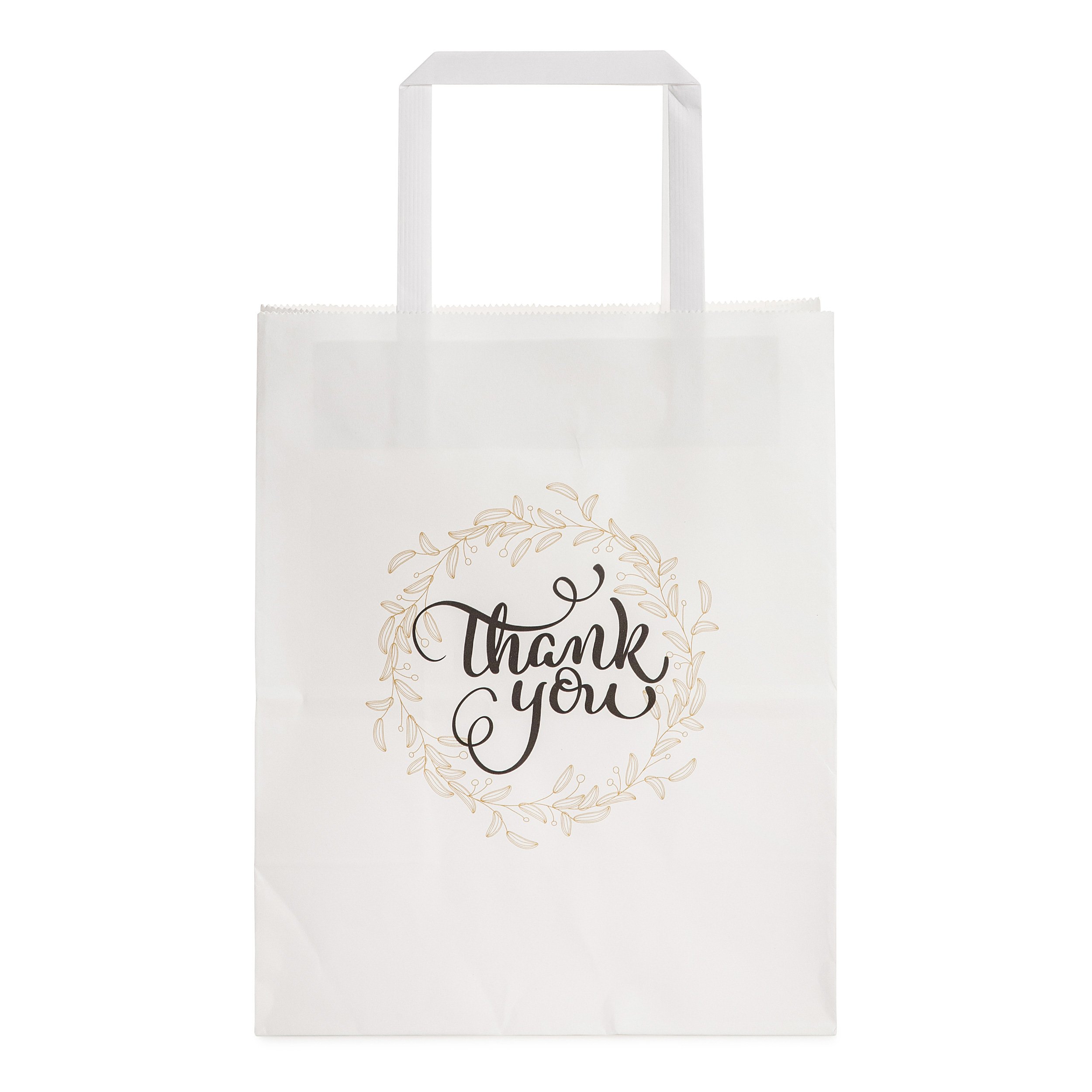 RUSPEPA Medium Kraft Gift Bags Thank You Gold Foil Kraft Paper Gift Bag Set for