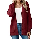 VIISHOW Women Chunky Knit Cardigan Sweater Long Sleeve V Neck Button up Cardigan with Pocket Sweater Coat for Fall and Winter