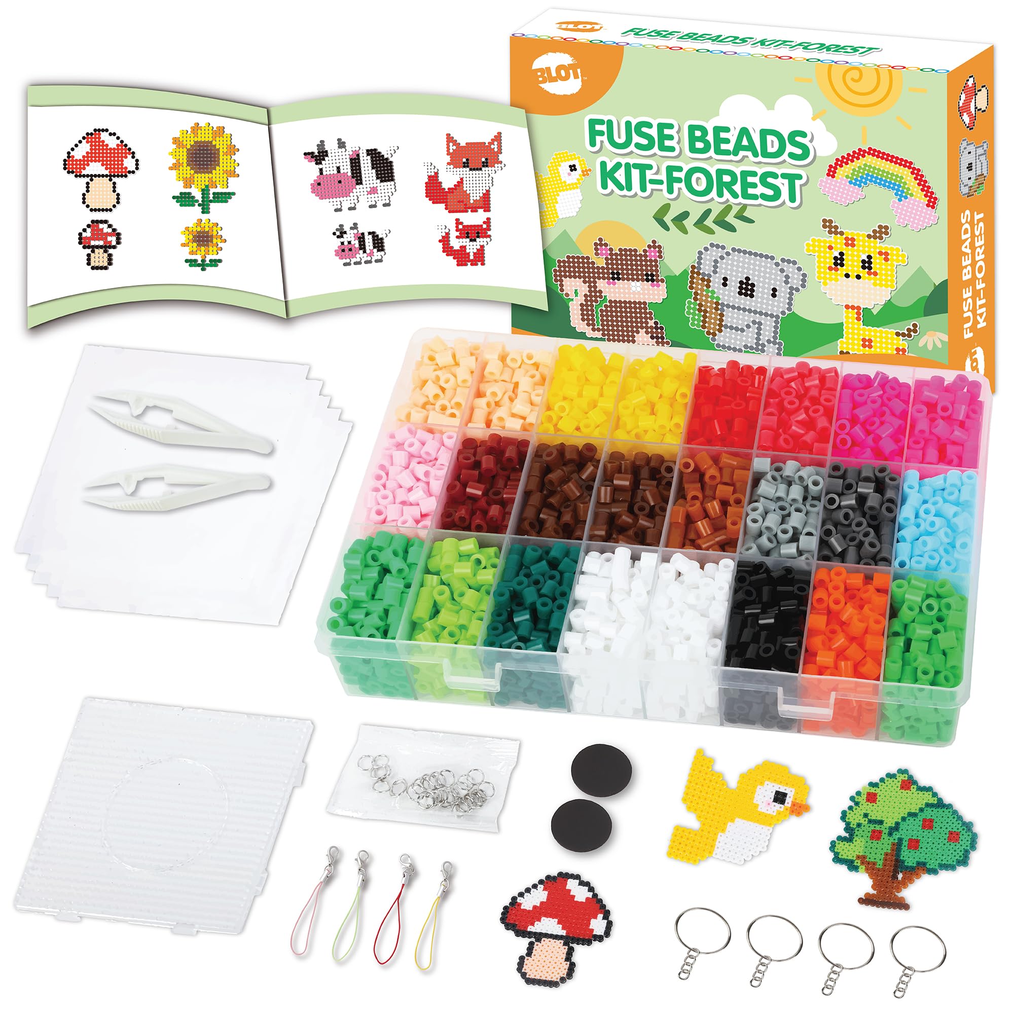BLOT Fuse Beads Kit 4000 PCS 5mm Iron Beads for Kids with Pegboard Tweezers Ironing Papers Arts & Crafts Gifts for Kids Girls Boys, Forest Theme