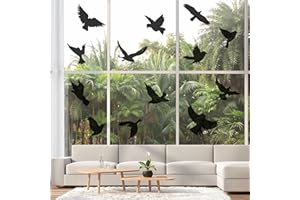 JUNART 16 Pcs Anti-Collision Window Stickers, Bird Shape Window Decals, Prevent people and Bird Strikes on Glass(Black)