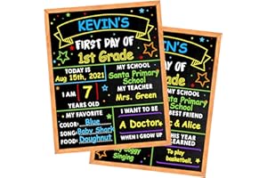 GLOWEEN First Day of School Sign - 14” X 11” First & Last Day of School Board Chalkboard - Double-Sided 1st Day Back to School Supplies Photo Props for Kids Preschool Kindergarten (D02-1)