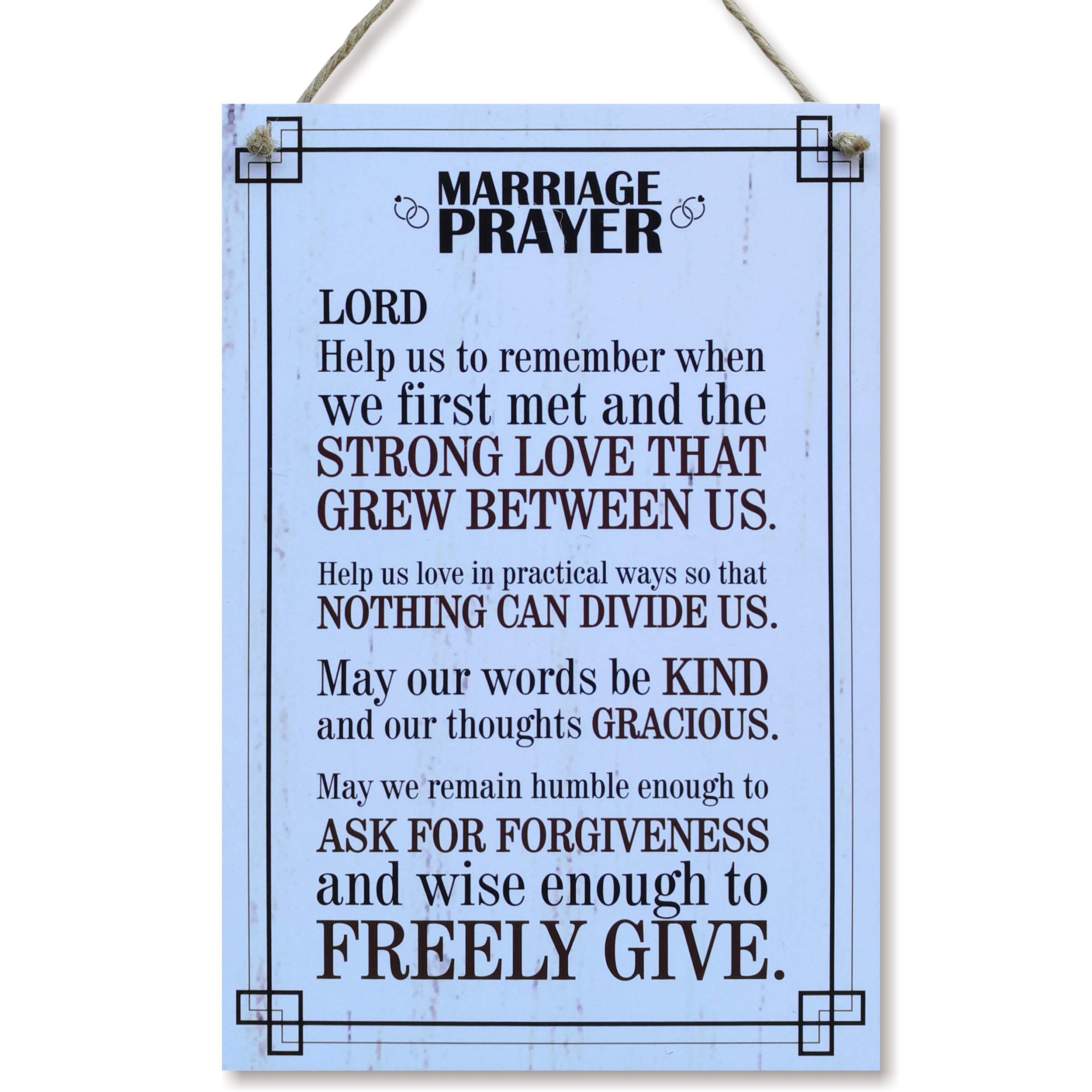 CARISPIBET Marriage Prayer Wedding celebration decoration prop decorative sign religious plaque wall art 12" x 8" — image 1