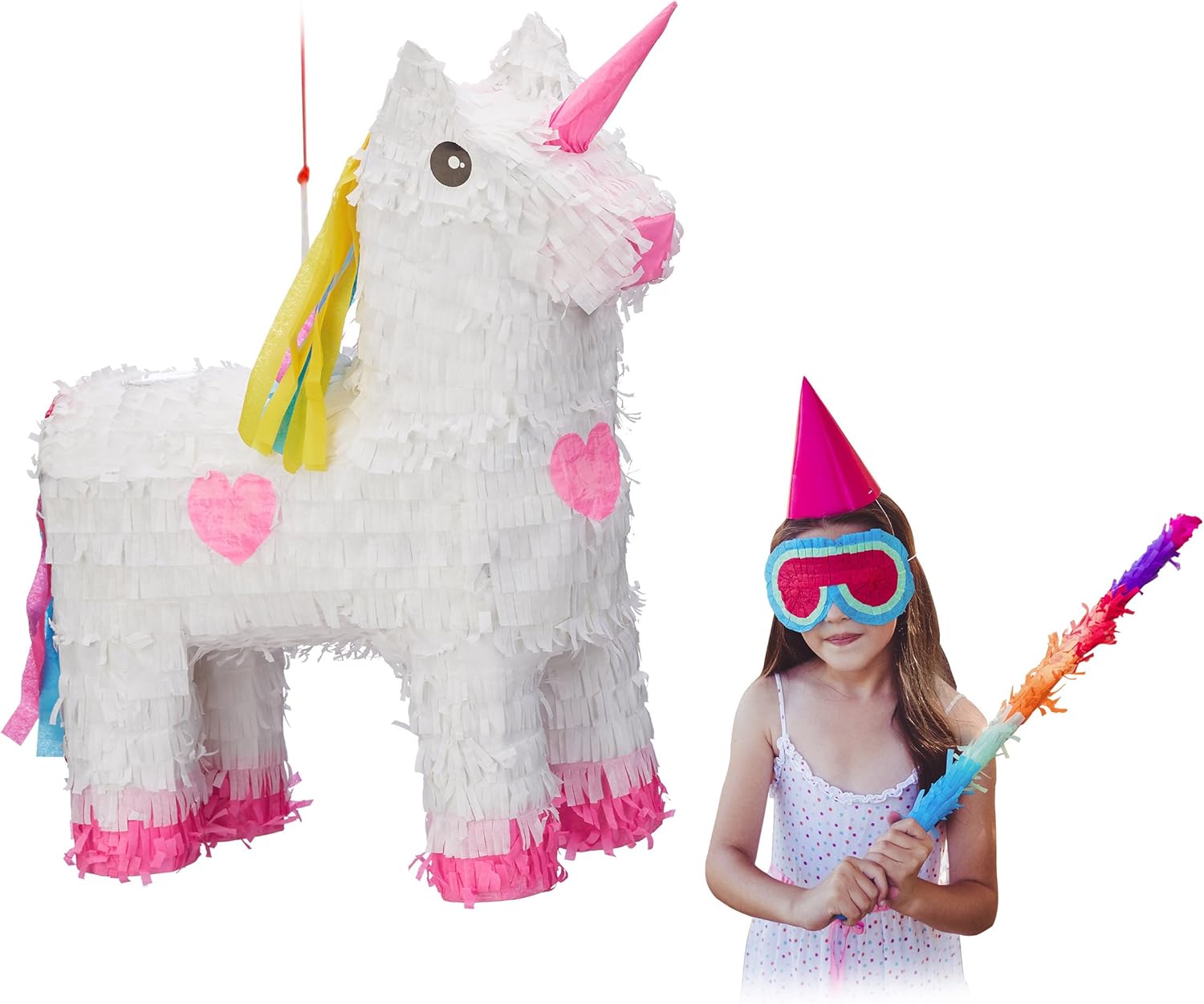 Relaxdays Hanging Unicorn Pinata, Children, Girls, Birthday