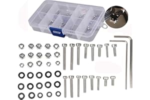 VOGOOPOI 50Pcs/Set Universal Turntable Headshell Cartridge Mounting: Stainless Steel Hex Socket Head Screws, Bolts, Nuts, Metal Washers & Wrenches - Cartridge Mounting Screws - For Phonograph Parts