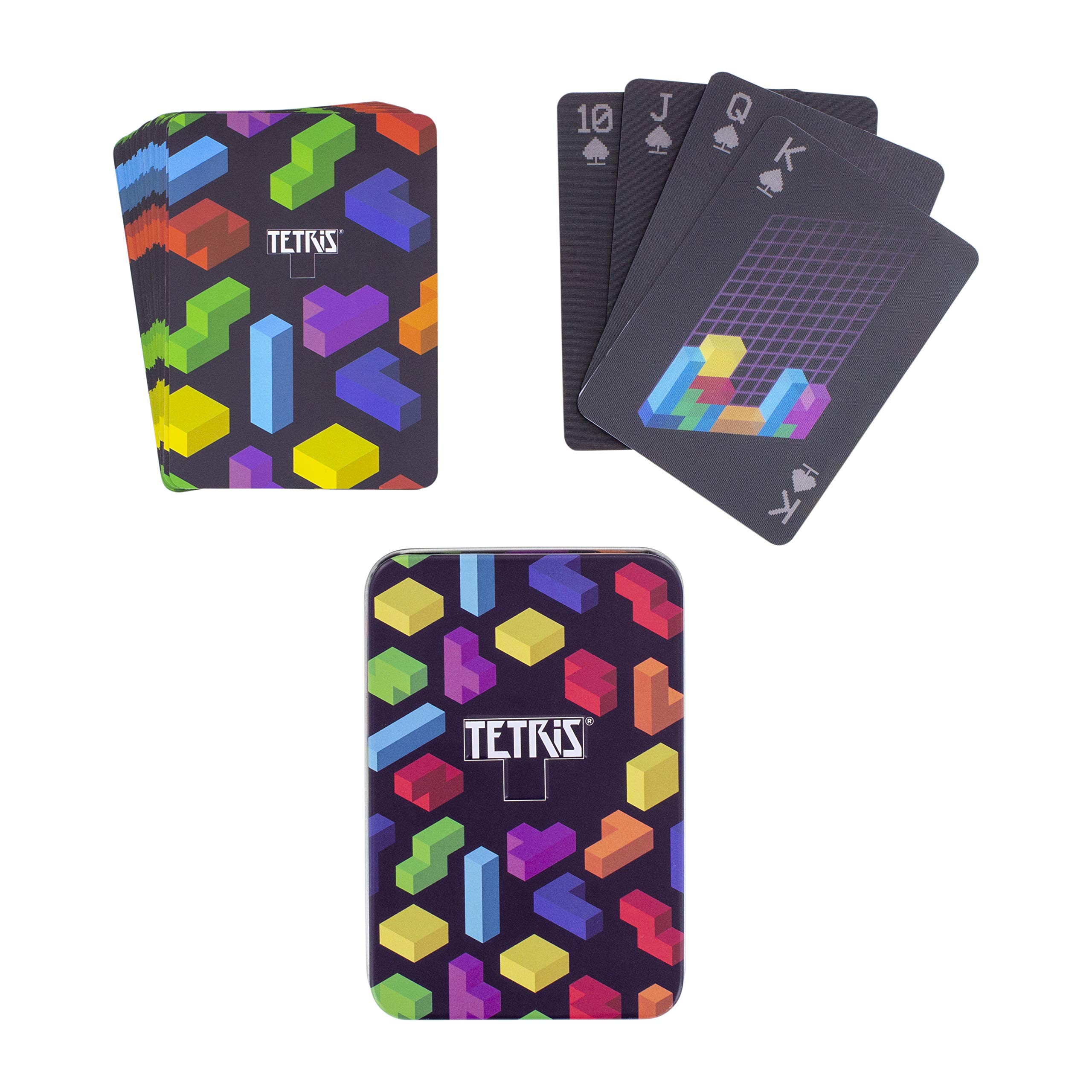 Tetris Paladone Lenticular Playing Cards Set of 52 Ideal for Games, Poker & Blackjack Includes Collectors Embossed Storage Tin, Multi