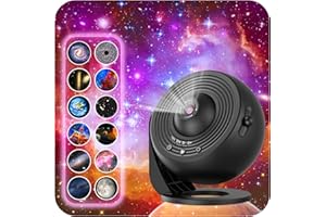 FLYEAGLE Galaxy Projector for Bedroom, HD Image Star Projector Galaxy Light Adjustable Knob, 13 Film Discs Planetarium Projector for Kids, 360° Rotating 1/2h Timer Simple 3-Button Control
