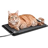 K&H Pet Products Heated Extreme Weather Outdoor Kitty Pad, Waterproof Heated Cat Mat, Pet Warmer for Outside Feral Cat Houses, Indoor Outdoor Warming Pet Mat - Small 12.5x18.5in Black 40W