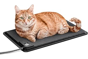 K&H Pet Products Heated Extreme Weather Outdoor Kitty Pad, Waterproof Heated Cat Mat, Pet Warmer for Outside Feral Cat Houses, Indoor Outdoor Warming Pet Mat - Small 12.5x18.5in Black 40W