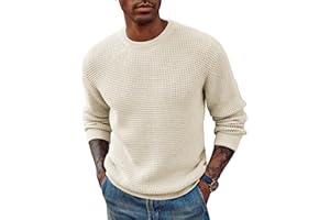 PJ PAUL JONES Mens Crewneck Pullover Sweater Waffle Textured Long Sleeve Knitted Sweaters
