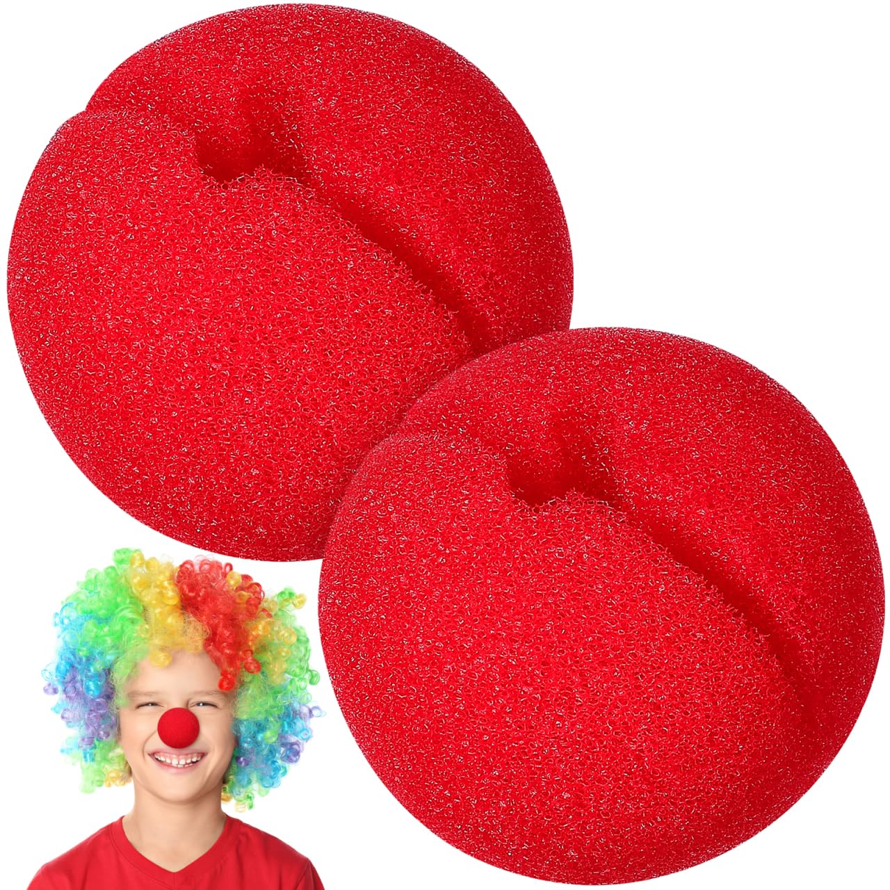 Amosfun 2pcs Halloween Clown Nose, Clown Cosplay Costume Props Carnival Circus Red Sponge Nose Halloween Party Supplies (2x2 inches)