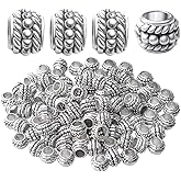 BronaGrand 100pcs Tibetan Antique Silver Large Hole Spacer Beads Alloy European Rondelle Beads Spacers Loose Spacers Jewelry Bead Charms for DIY Jewelry Crafts Making(8×6mm, Hole:4.5mm)