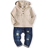 Renotemy Toddler Infant Baby Boy Clothes Winter Fall Outfits Hoodie Sweatsuit Ripped Jeans Denim Toddler Clothes for Boys