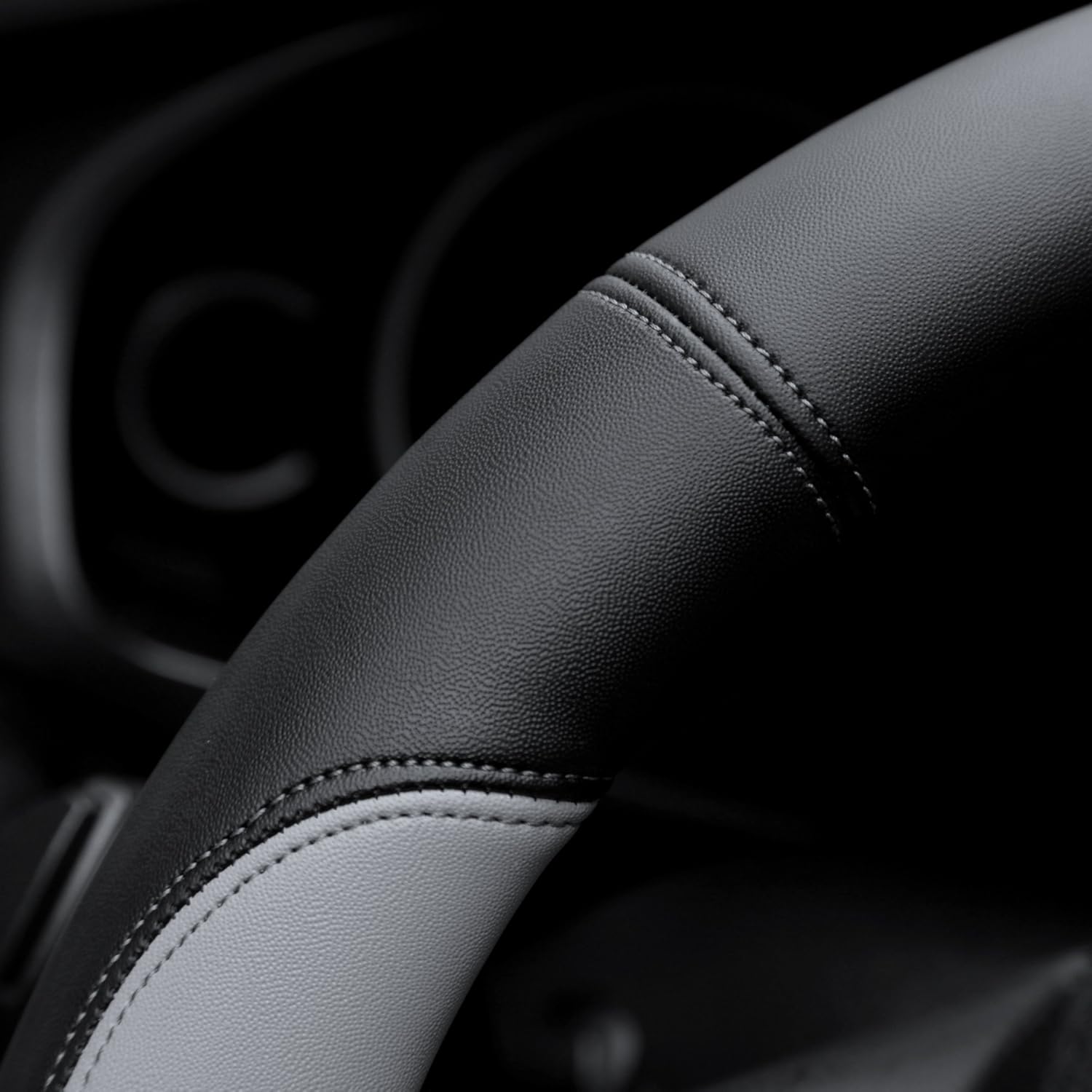 Valleycomfy Microfiber Leather Steering Wheel Covers Universal 15 inch (Gray): Automotive