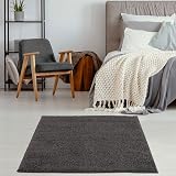 THE RUGS Living Room Shaggy Rug 120x120 cm Dark Grey 30 mm Thick view 3