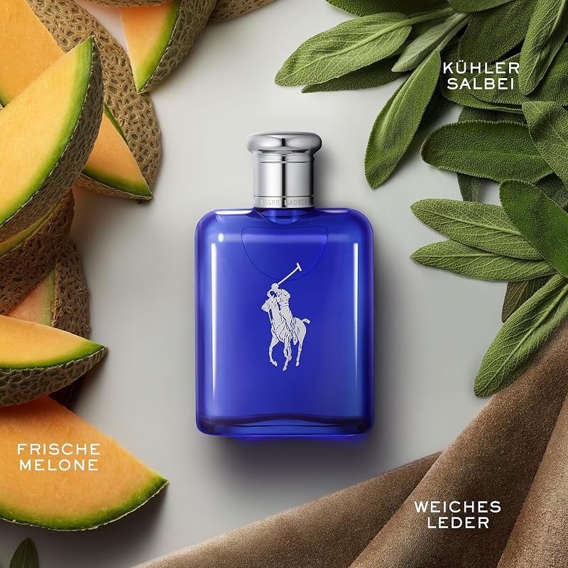 Polo Blue Eau de Toilette für Herren, erfrischend-aromatischer Duft mit Melone, Gurke & Mandarine, für den aktiven Mann, 75 ml