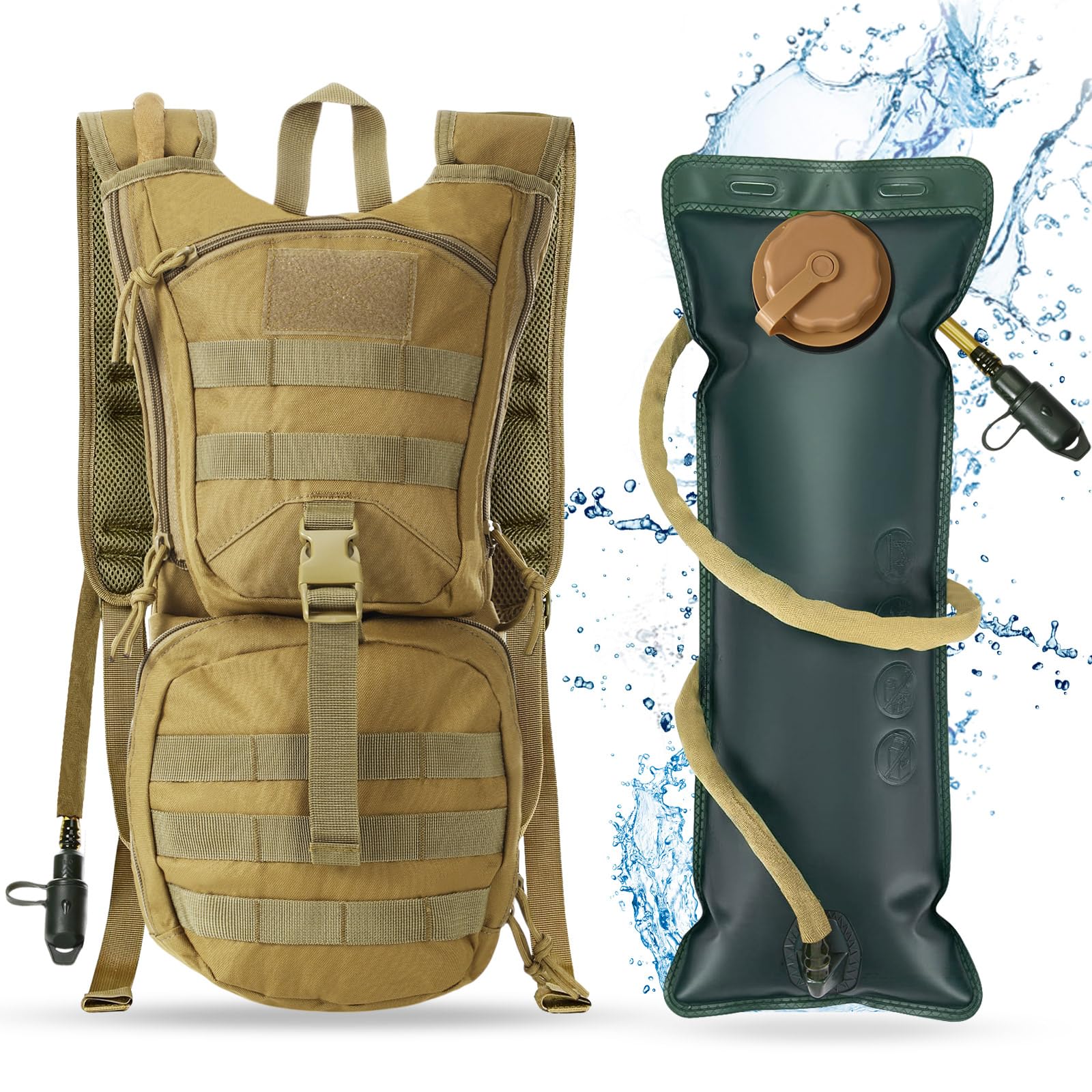 Liliful 1 Pcs Tactical Hydration Backpack with 3l TPU Water Bladder ...