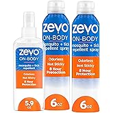 Zevo On-Body Tick &amp; Mosquito Repellent Spray, 1 Pump &amp; 2 Aerosol Bottles | 8-Hour Mosquito &amp; Tick Protection Repellent Bug Spray, DEET-Free*, Odorless &amp; Non-Sticky, Safe for the Whole Family