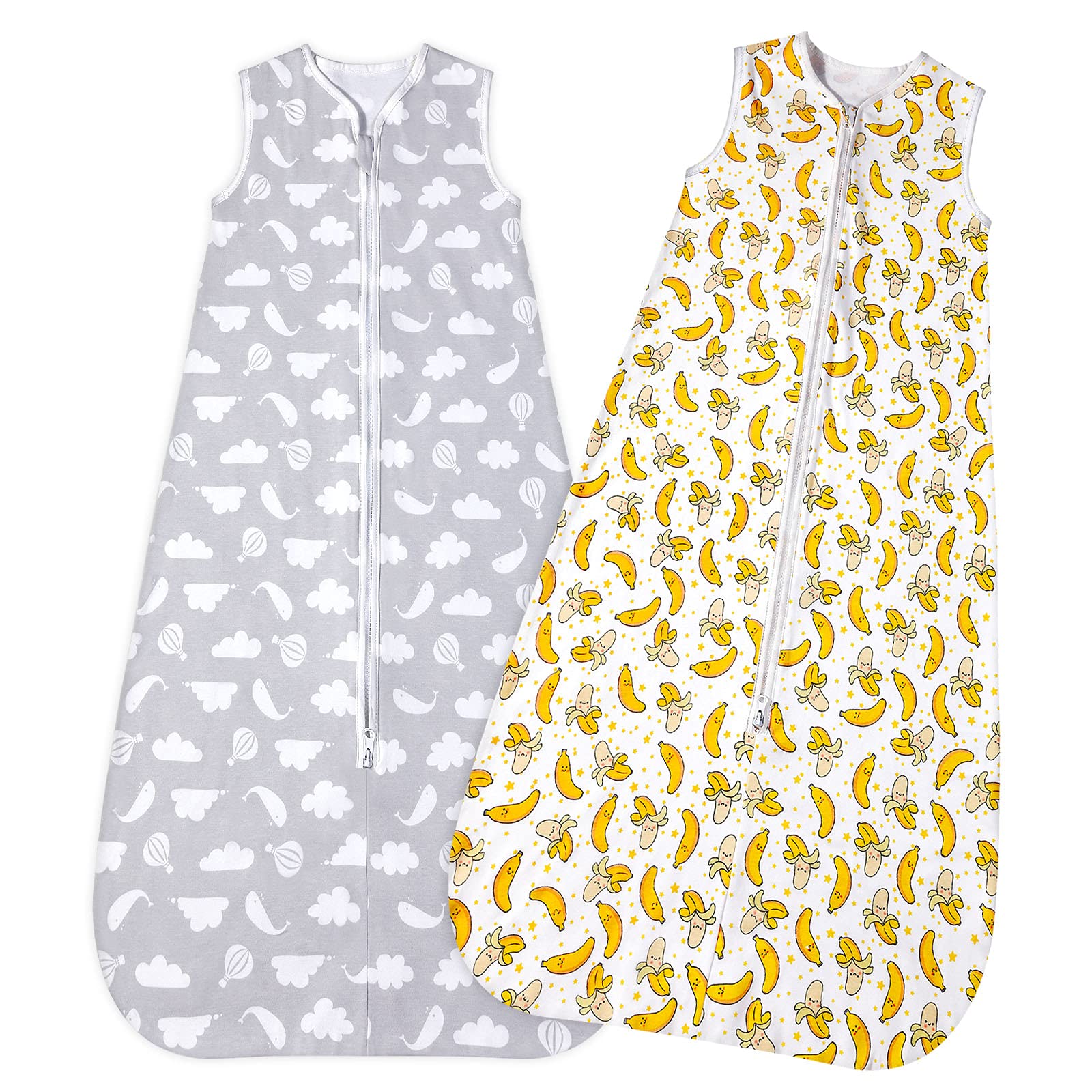 Lictin Baby Sleep Bag 0.5 Tog, 100% Cotton 2PCS Baby Sleeping Bag, Sleeveless Swaddle Blanket, Baby Blanket For Newborn Boy Girl, Newborn Baby Gift, New Born Essentials 18-36M