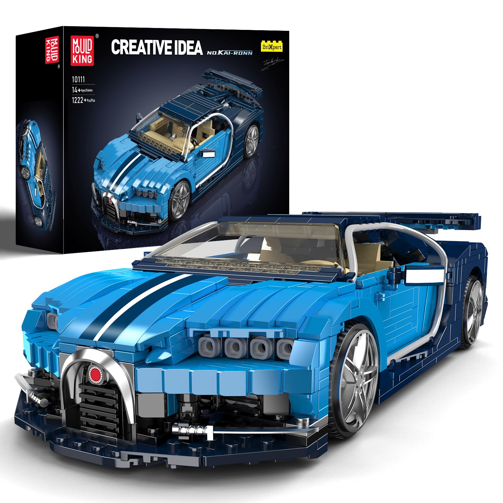Mould King 10111 Sports Car Building Blocks Set, 1222 Pieces Static Version Collectible Model Kit, Supercar Building Block Kit, MOC Car Gift for Collections Enthusiasts
