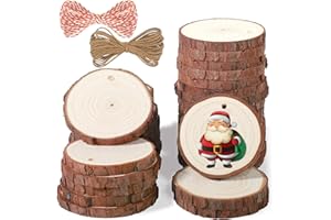 5ARTH Natural Wood Slices - 30 Pcs 2.4-2.8 inches Craft Unfinished Wood kit Predrilled with Hole Wooden Circles for Arts Wood Slices Christmas Ornaments DIY Crafts