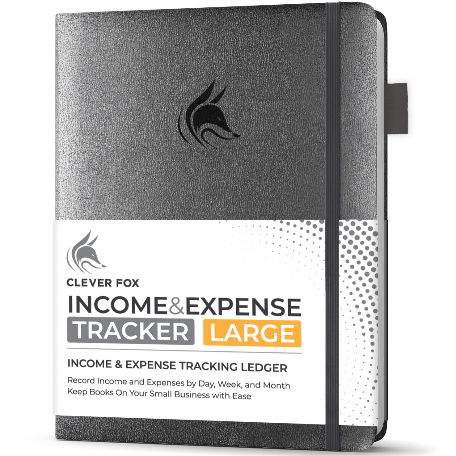 Clever Fox Income & Expense Tracker Large – Accounting & Bookkeeping Ledger Book for Small Business – 2-Year Record Notebook, A4 (Silver Black)