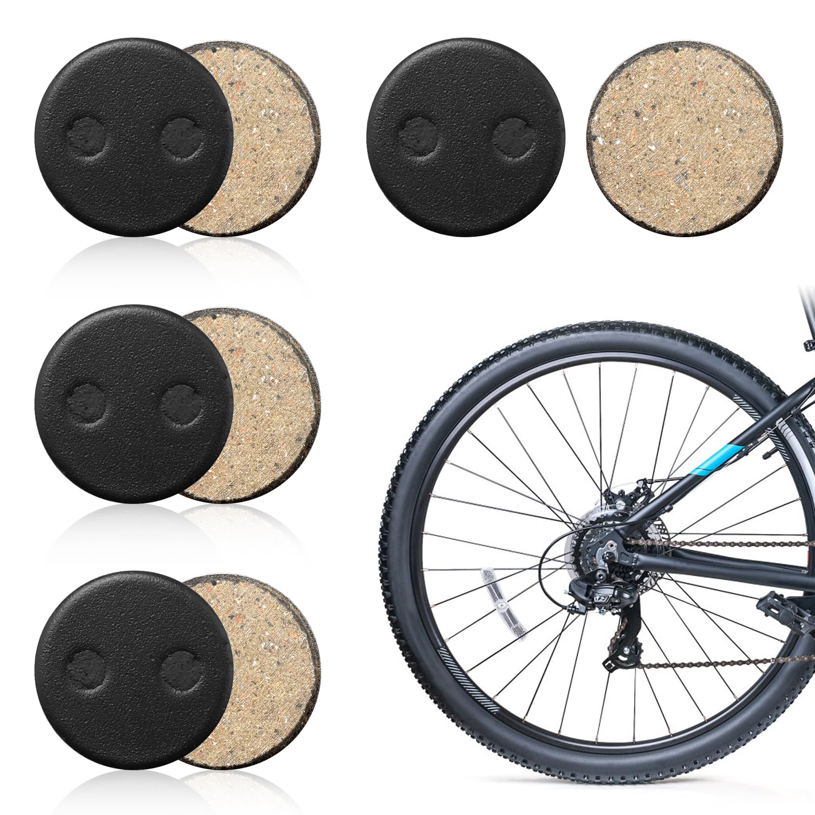 Bike Disc Brake Pads 4 Pairs Resin Oil Semi-Metal Round Pad Bicycle Accessories Brake Pads Replacement Cycling Road Mountain Bike Brake Pads for Bicycle Electric Bike Cycle