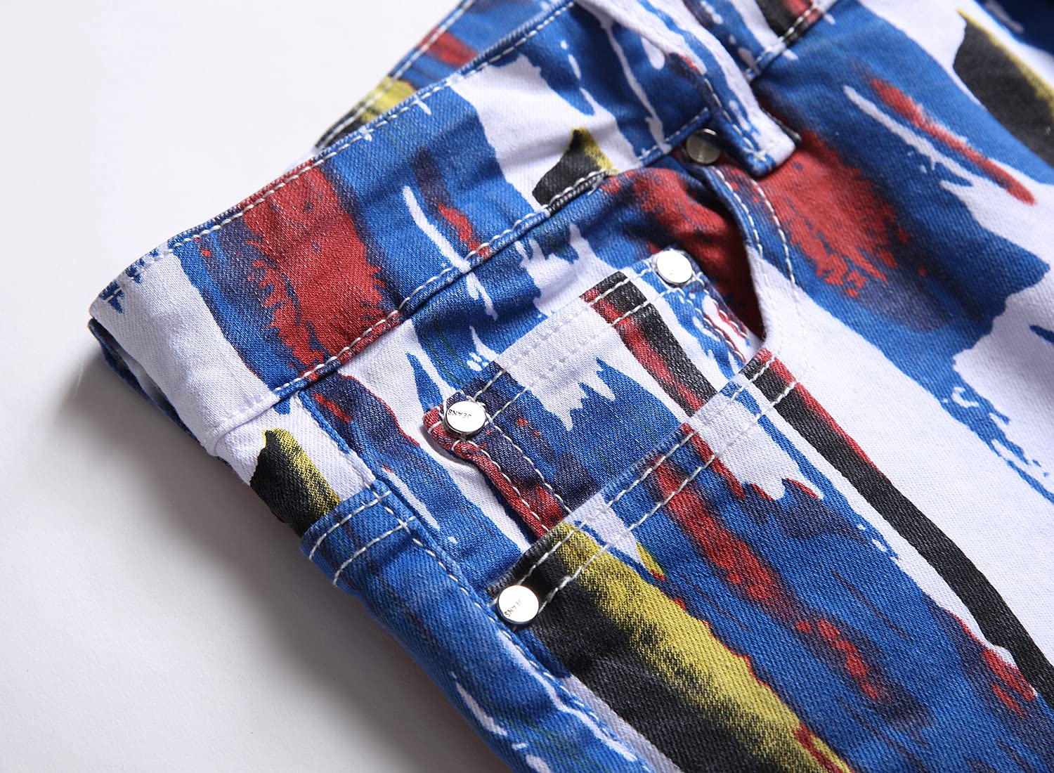 Baylvn Men's Casual Printed Slim Fit Jeans Skinny Denim Pants