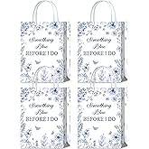 Something Blue's 16-Piece Before I Do Wedding Favors Bags - Floral Blue and White Bridal Snack Bags with Handles
