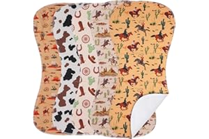 Windkream 5 Pack Western Baby Burp Cloths Soft Absorbent Spit up Rags Cowboy Burp Cloths Wild West Burping rag for Boy Girl Newborn Gifts Nursery Decor, 19 x 9 Inches