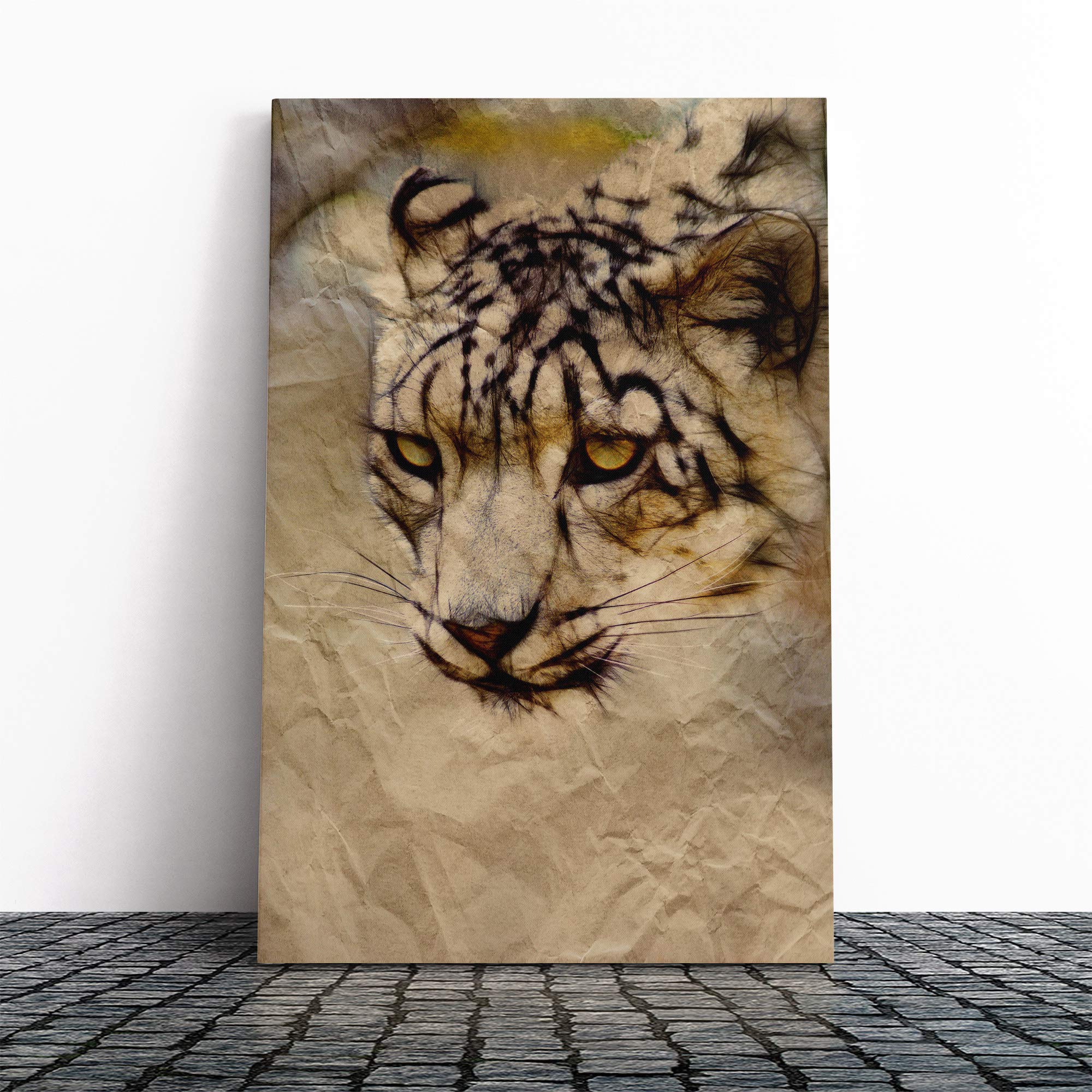 Snow Leopard Canvas Print | Gallery Wrapped 30mm Frame Wall Art | 20x14 inches | Ready to Hang | Modern Animals Picture | Living Room Bedroom Lounge Office