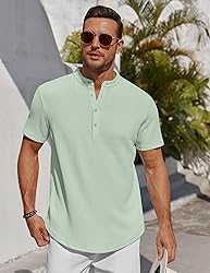 COOFANDY Men's Henley Short Sleeve Summer Beach