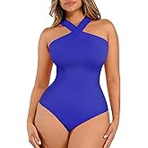 Lover-Beauty Women Shapewear Tummy Control Bodysuit Halter Bodysuit Thong
