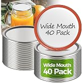 ComSaf Mason Jar Lids 40 Pack 86mm Wide Mouth Replacement for Canning | Food Safe Coat, Electric Vacuum Sealer Compatible, Pi