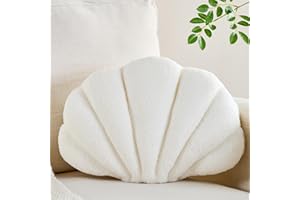 CANGHI Shell Pillow Seashell Decorative Pillow Ivory White Beachy Coastal Shell Shaped Throw Pillows 13x10 Inch Soft Ocean Beach Sea Shell Plush Pillows Cushion for Bed Couch Living Sofa Room Decor