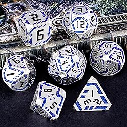 OGCOPHEN Metal DND Sci-fi Dice Set 7PCS Stripe