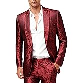 Cloudstyle Mens 2 Piece Paisley Dress Suit One Button Party Wedding Blazer Pants Sets