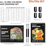 Shuttle Art 174 Colors Soft Core Coloring Pencils Set w/ Book, Pad, 4 Sharpeners view 6