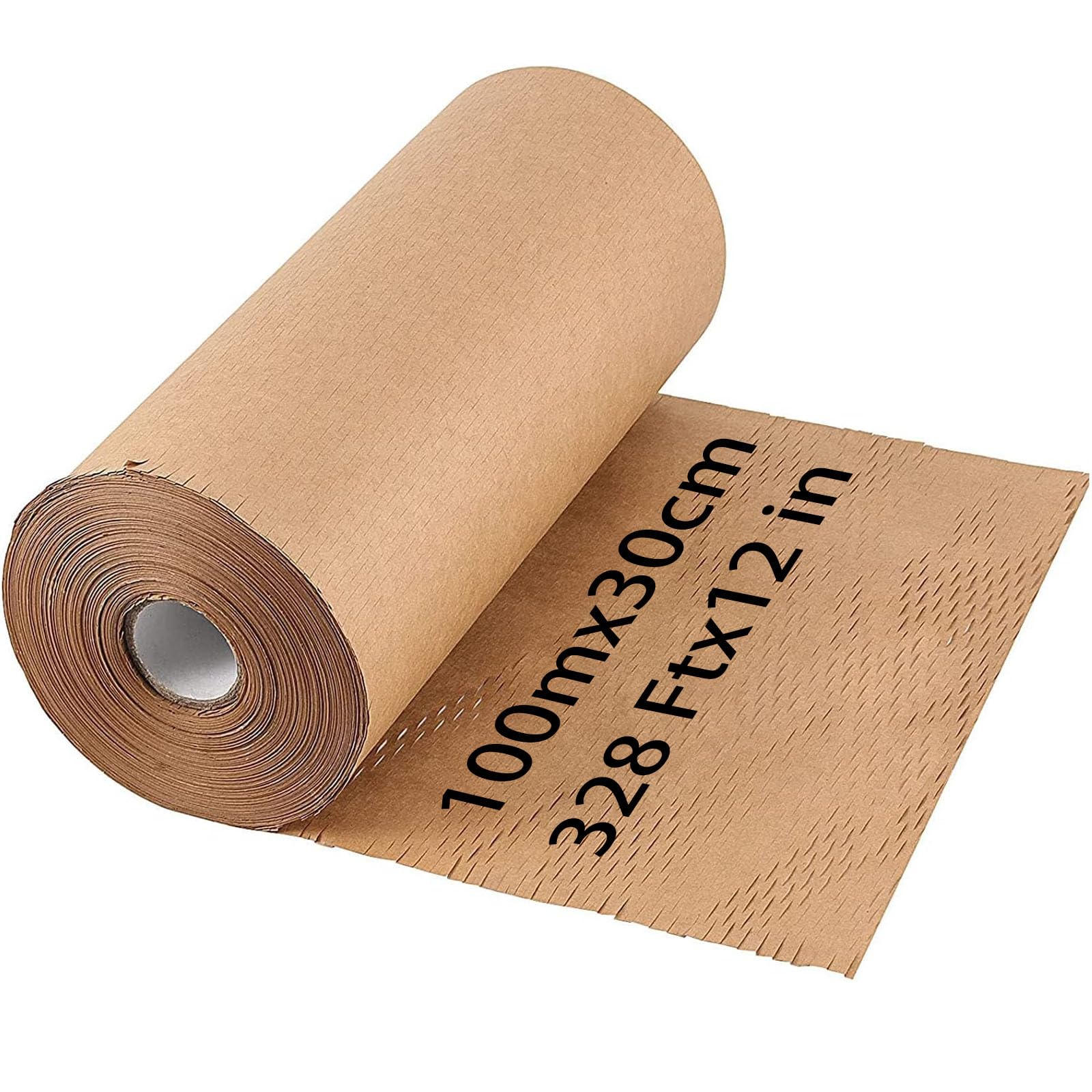 HAKZEON 30cm x 100m Packing Paper, 12 Inch x 328 Feet Perforated Honeycomb Cushioning Wrapping Paper Roll for Moving House Packing Breakables
