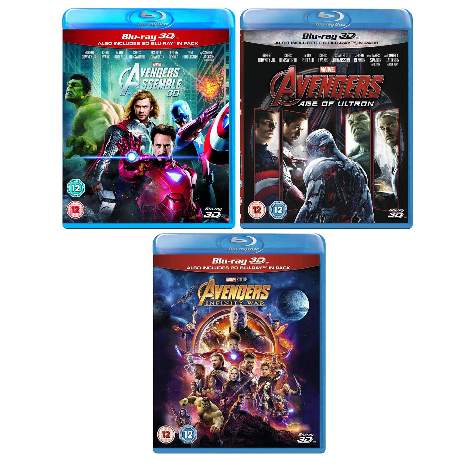 Amazon Com Avengers Complete Collection Assemble Age Of Ultron Infinity War Marvel Complete Avengers 3d 2d 3 Movie Bundling Blu Ray Robert Downey Jr Chris Evans Joss Whedon Movies Tv