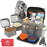 Pmpete Dog Travel Bag, Grey | Week Away/Overnight, Multi-Function Pockets, For Dogs and Cats, Pet Diaper Bag and Pet Gift Kit