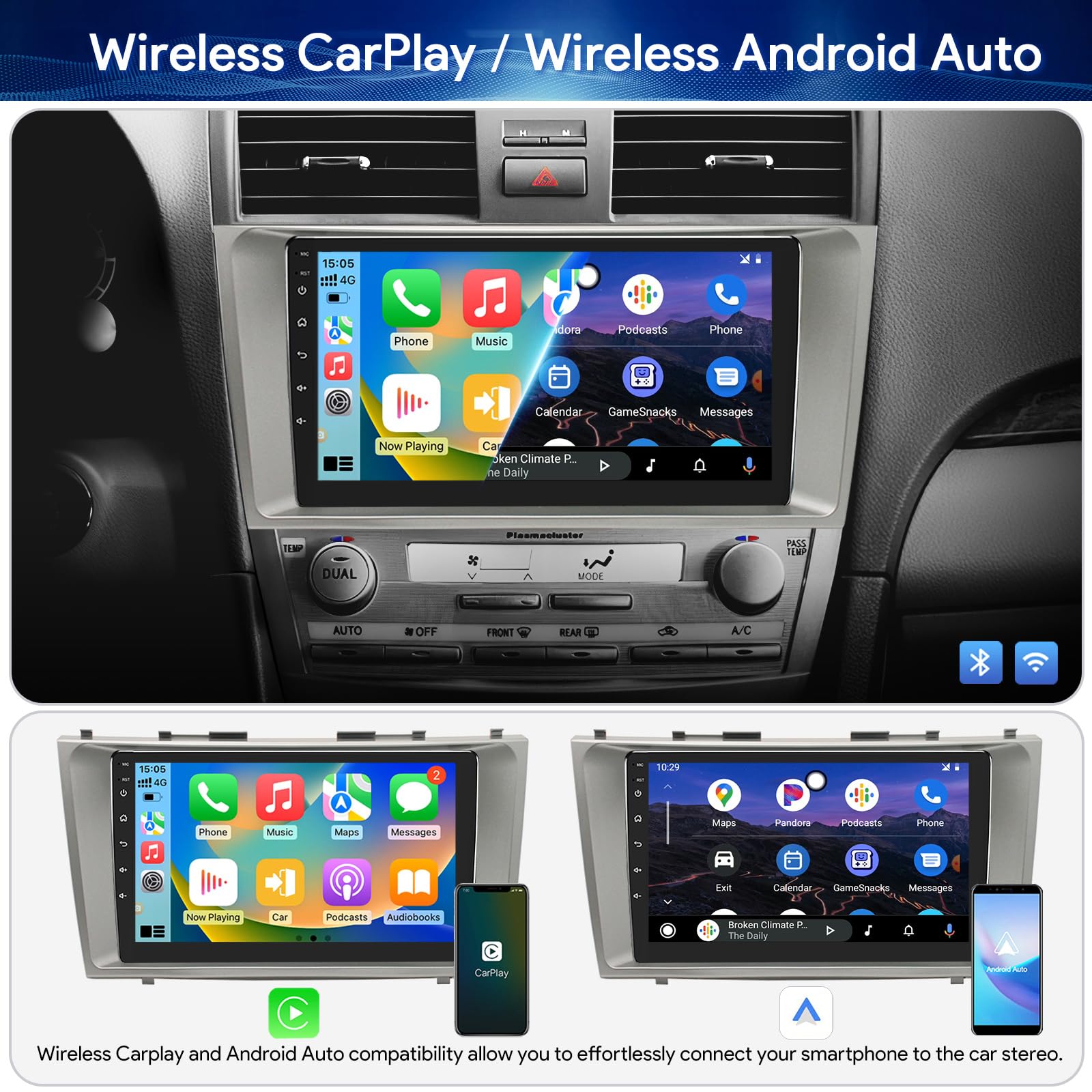 BINIZE Android 13 Car Stereo Compatible with Toyota Camry 2006 2007 2008 2009 2010 2011, 9 Inch Car Radio Head Unit Car Stereo Touch Screen, Wireless CarPlay, Android Auto, GPS, WiFi, Backup Camera