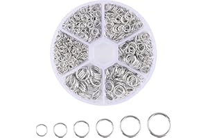 LUTER 1000pcs Open Jump Rings, Metal O-Ring Plated Round Ring Connectors, Dark Silver for Choker Necklace Bracelet Chain, DIY